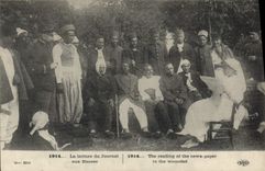 Vintage Postcard Militaria the reading of the newspaper with wound Infirmiere