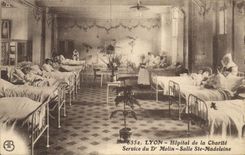 Vintage Postcard Militaria Lyon Hospital of Charity Service of Dr. Molin Room co. Madeleine