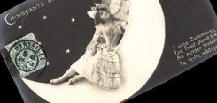 Vintage Postcard Imagination Woman the Moon Crescents of the moon