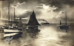 CPA Fantaisie Bateaux Lune 