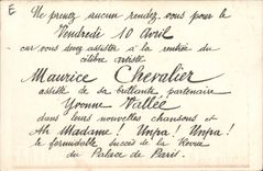 Postal Maurice caballero y Yvonne Vallee