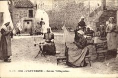 Vintage Postcard Folklore Auvergne village Scenes
