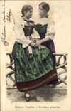 Vintage Postcard Folklore Alsatian Costumes