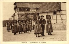 Vintage Postcard Engwiller Folklore the Sunday walk Alsace