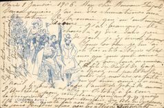 Vintage Postcard Imagination Illustrator Women Latin Quarter