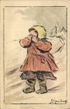 Vintage Postcard Imagination Armed Illustrator Child Orphanage