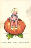 Vintage Postcard Imagination Illustrator Child Pumpkin