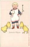 Vintage Postcard Imagination Illustrator Children Chicks