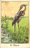 Vintage Postcard Imagination Illustrator the heron Calvet Rogniat