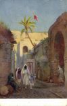 Vintage Postcard Imagination Orientalism Street and carries Moor