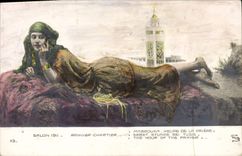 CPA Fantaisie Orientalisme Salon 1911 Ranvier Chartier Mabrouka Heure de la priere