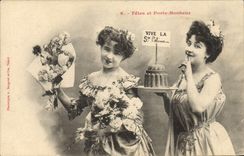 Vintage Postcard Imagination Women Festivals and Carries happiness