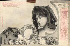 Vintage Postcard Imagination Woman November