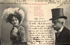 Vintage Postcard Imagination Woman the worn-out old rake