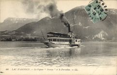 CPA Bateau Lac d'Annecy Le vapeur France et le Parmelan