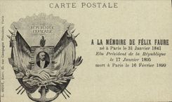 Vintage Postcard In memory of Félix Faure President of the Republic