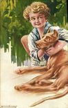 CPA Chien Chiens Chiot Enfant 