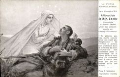 Vintage Postcard Militaria the Virgin consolatrice Mgr Amette