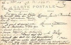 Postal Militaria Coche ambulancia demolida por un obús alemán