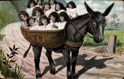 CPA Fantaisie Enfant Bebe ane Mule