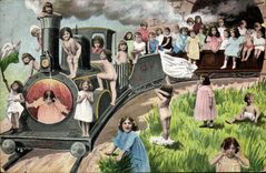 Vintage Postcard Imagination Child Baby Train