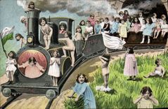 CPA Fantaisie Enfant Bebe Train