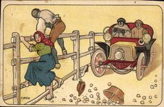 Vintage Postcard Automobile Imagination Illustrator