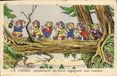 CPA Fantaisie Illustrateur Walt Disney Blanche Neige et les sept nains 