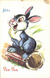Vintage Postcard Imagination Illustrator Walt Disney Tobler Side Side Rabbit