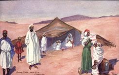 Vintage Postcard Imagination Orientalism Arab camp near Fez