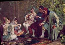 Vintage Postcard Fantaisie Orientalism Jews has one Judaica holiday