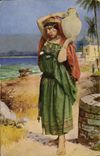 Vintage Postcard Imagination Orientalism Carrying water