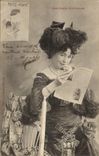 Vintage Postcard Imagination Woman comic Newspapers Alive Paris