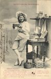 Vintage Postcard Imagination Woman Receipts of delicacies Swiss Cake