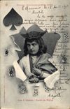 Vintage Postcard Imagination the 4 servants Knave of spades