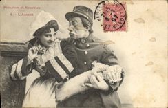 Vintage Postcard Imagination Soldier and nurse the attack