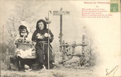 Vintage Postcard Imagination Children Return of pilgrimage