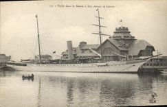 Vintage Postcard Bateau Yacht in the wet dock in front of the casino