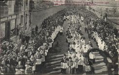 Vintage Postcard Dead Funeral of SE the cardinal Mathieu Overall picture of the Nancy procession