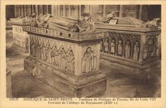 Vintage Postcard Dead Basilica of Saint Denis Tomb of Philippe de France