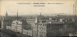 Vintage Postcard Health Militaria High school Pasteur Neuilly Paris American Ambulance