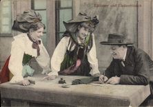 Vintage Postcard Folklore Alsace Elsasser und Elsasserinnen
