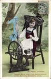 Vintage Postcard Alsace Folklore the Alsatian Wheel Child
