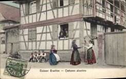CPA Folklore Alsace Costumes alsaciens