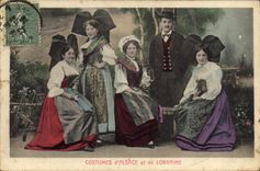 CPA Folklore Alsace et Lorraine Costumes