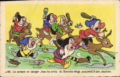 CPA Fantaisie Walt Disney Blanche Neige et les sept nains La sentant en danger