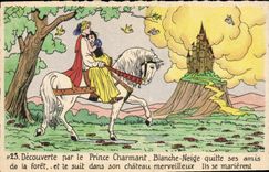 CPA Fantaisie Walt Disney Blanche Neige et les sept nains Prince Charmant