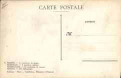 Postal Fantasia Orientalismo Marruecos el presentador de monos