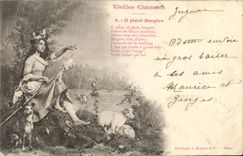 Vintage Postcard Fantaisie Old women songs It rains Bergere