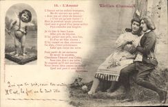 Vintage Postcard Imagination Old women songs the love Angel